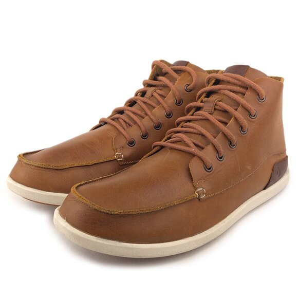 OluKai Nalukai Brown Leather Moc Toe Boots 10 - Picture 3 of 12